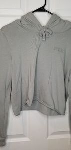 Gray PINK Cropped Hoddie